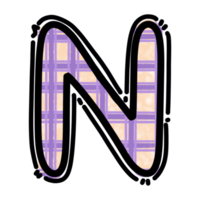 N alphabet letter png, plaid pattern graphic png