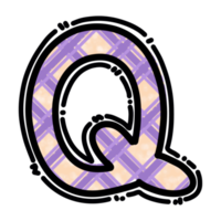 Q alphabet letter png, plaid pattern graphic png