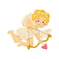 lindo personaje de cupido. caricatura vectorial amur con arco y flecha. elemento de diseño del día de san valentín. vector