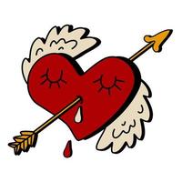 Corazón herido. día de anti-san valentín. ilustración de dibujos animados vectoriales. vector