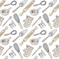 Kitchen tools repeating pattern. Vector seamless background.