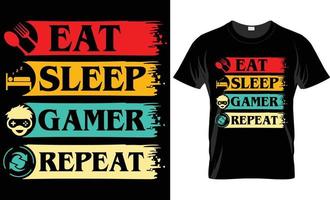 Eat sleep gamer repeat T-shirt design vector