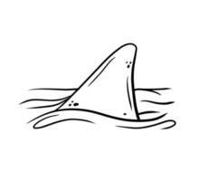 Shark fin. Predatory fish under water with waves. Drawing for print with dangerous marine animal. Flat cartoon illustration vector