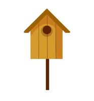 Wooden birdhouse. House for bird. Homemade nest for animal. Flat cartoon illustration vector