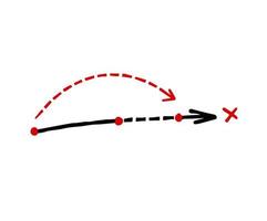 Direction line of path. Strategic movement and route. Relocation of dotted arrow and point A to point B. Scheme and plan vector