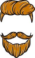 Fashionable men haircut. Element of head of hipster. Hair and beard. Fashion and style. Hand-drawn illustration vector