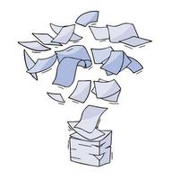 Flying Paper. Blank sheet. Thrown object. White trash. Cartoon flat illustration. Stack and pile of documents. Office element. vector