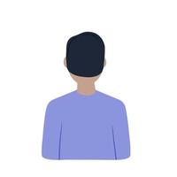 Young man, view from the back. Boy character. Cartoon illustration isolated on white. Flat Millennial portrait vector