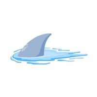 Shark fin. Predatory fish under water with waves. Drawing for print with dangerous marine animal. Flat cartoon illustration vector
