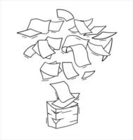 Flying Paper. Blank sheet. Thrown object. White trash. Cartoon flat illustration. Stack and pile of documents. Office element. vector