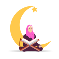 muslim kvinna läsning quran png