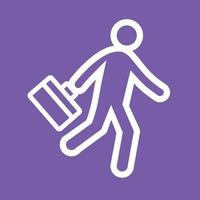 Running with Briefcase Line Color Background Icon vector