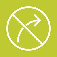 No right turn Line Color Background Icon vector