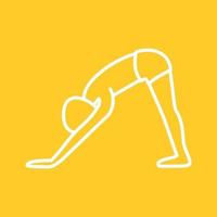 Downward Facing Dog Pose Line Color Background Icon vector