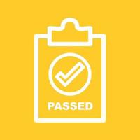 QC Passed Line Color Background Icon vector