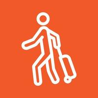 Walking with Luggage Line Color Background Icon vector