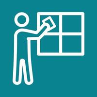 Man Cleaning Window Line Color Background Icon vector