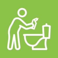 Man Cleaning Bathroom Line Color Background Icon vector