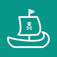 icono de fondo de color de línea de barco pirata vector