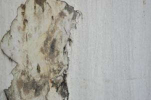 Closeup of peeling painted old wall with copy space photo