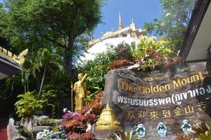 View of The golden mount temple translate language Important tourist attractions in Thailand are popular with foreign tourists. photo