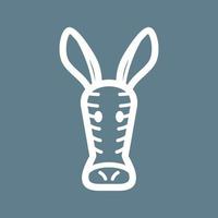 Zebra Face Line Color Background Icon vector