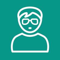 Boy in Nerdy Glasses Line Color Background Icon vector