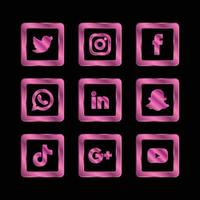 Unique sparkle social Media pinkish square icons vector