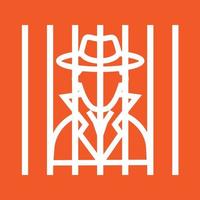 Criminal behind bars Line Color Background Icon vector