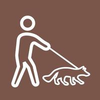 Walking dog Line Color Background Icon vector