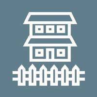 House with Fence Line Color Background Icon vector