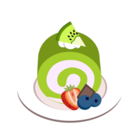 Kiwi fruity cream roll cake png