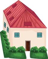 Home facade with doors and windows , Cartoon vector illustration.