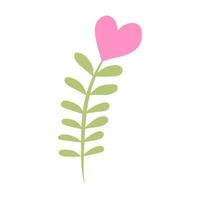 Pink flower in the shape of a heart. Valentines Day Card. Vector illustration