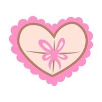 Heart-shaped box of chocolates with bow. Valentines Day Card. Vector illustration