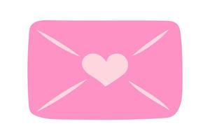 Sealed pink envelope with heart. Valentines Day Card. Vector illustration