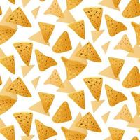 A pattern of falling Mexican nachos food on a white background with a shadow. Bright kitchen illustration. Suitable for printing on banners and flyers, restaurant menus, kitchen packaging vector