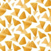 A pattern of falling Mexican nachos food on a white background with a shadow. Bright kitchen illustration. Suitable for printing on banners and flyers, restaurant menus, kitchen packaging vector