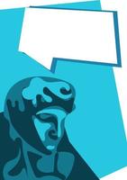 David's head in blue tones, spots with a window for the text of thoughts and text. Background with a window for text, words, thoughts. Abstract background. vector