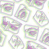 Rave psychedelic acid sculpture set statue of David and parts of the face. Parts of the sculpture in bright juicy color. Various antique statues. Mythical, ancient Greek style. Vector illustration.