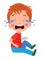 vector illustration of little boy with smiling crying happy facial expression