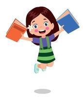 cute little student with books vector