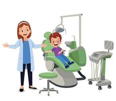 Dentist and boy isolated cartoon vector illustrations