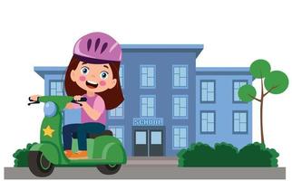 cartoon delivery boy riding a scooter vector