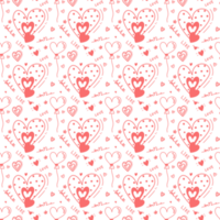 Doodle heart pattern seamless png