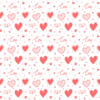 padrão de doodle em forma de coração sem costura png