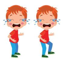 vector illustration of little boy with smiling crying happy facial expression