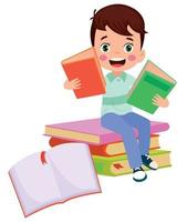 cute little student with books vector