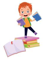 cute little student with books vector