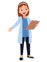 Illustration of a female doctor with a folder in her hands. vector